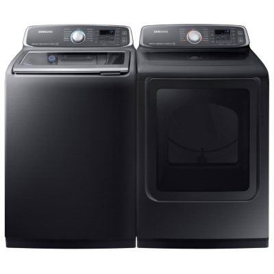 Samsung Activewash Top Load Washer And Gas Dryer - Black Stainless 