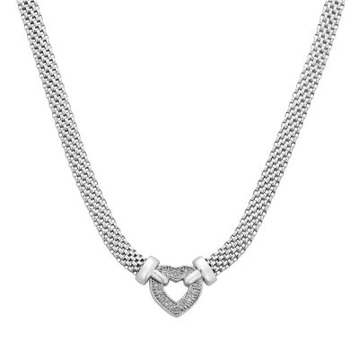 0.12 CT. T.W. Diamond Heart Necklace in Italian Sterling Silver - Sam's