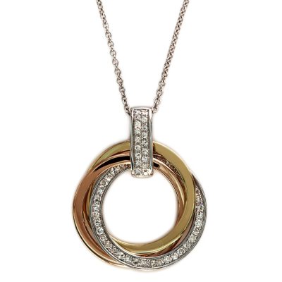 0.20 ct. t.w. Diamond Twisted Circles Pendant in 14K Tri-Color Gold (H ...