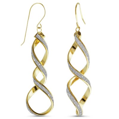 14K Italian Yellow Gold Glitter Double Twist French Wire Earrings - Sam ...