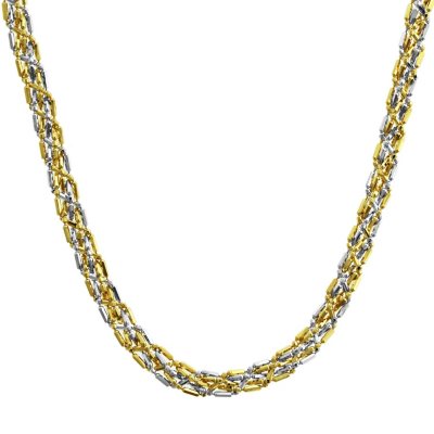 gold chain necklace tone braided 14k