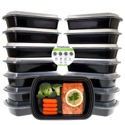 Freshware 28 oz. One-Compartment Meal Prep Food Containers, 15 Pack ...