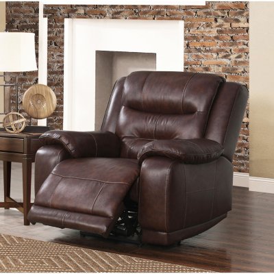 Crawford Top-Grain Leather Recliner with USB Ports - Sam's Club - Chandler Top-Grain Leather Power Recliner with USB Port