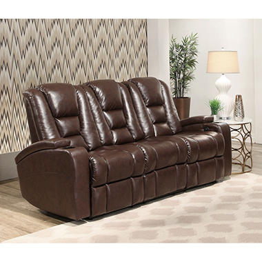 Mastro Leather Power-Reclining Home Theater Seating Sofa