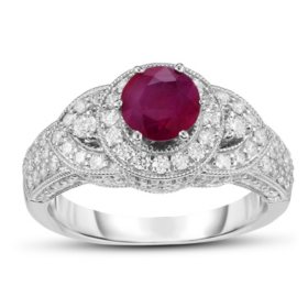 0.60 ct. Ruby and Diamond Ring in 14K White Gold - Sam's Club