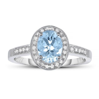 1.00 ct. Aquamarine and Diamond Ring in 14k White Gold - Sam's Club