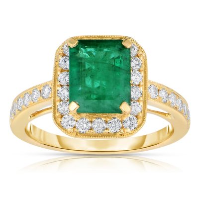 Emerald Ring with Diamonds in 14K Yellow Gold - Sam's Club