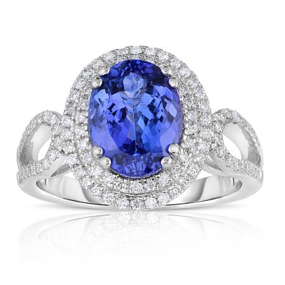 Oval Shaped Tanzanite Ring with Diamonds in 14K White Gold - Sam's Club