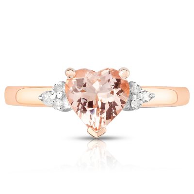 Heart Shaped Treated Morganite Ring with Diamonds in 14K Rose Gold ...