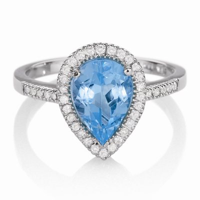 Blue Topaz and Diamond Ring in 14k White Gold - Sam's Club
