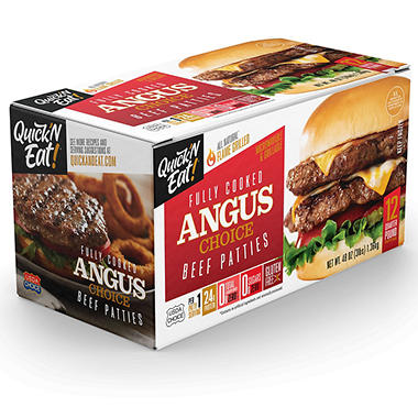 Quick 'N Eat Fully Cooked Choice Angus Patties (12 ct.) - Sam's Club