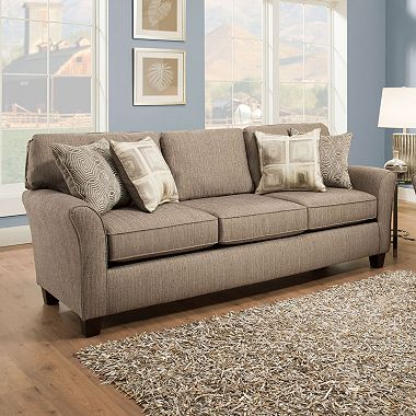 Sofa Smart Cassie Pewter 3-Seat Sofa With Reversible Accent Pillows