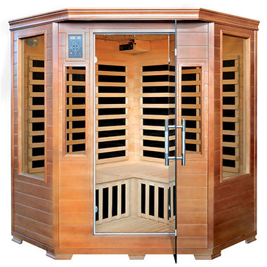 Hemlock Corner Infrared Sauna with 7 Carbon Heaters: 3 Person Capacity