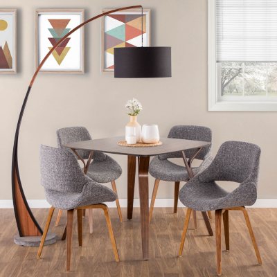 6-Piece Mid-Century Modern Dining Set in Walnut and Grey ...