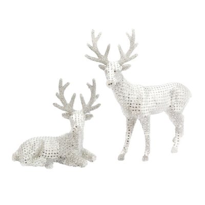 large silver reindeer figurines