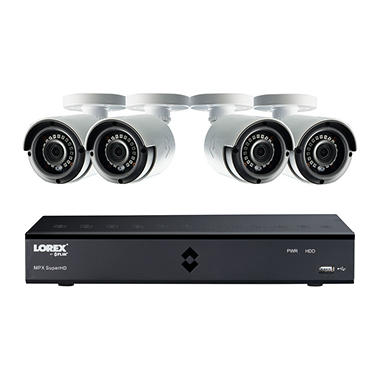 Lorex 8-Channel 4MP DVR Surveillance System with 1TB HDD, 4-Camera 4MP Indoor/Outdoor Cameras with Color Enhanced Night Vision