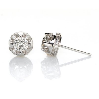 0.95 CT. T.W. Diamond Stud Plus Earrings in 14K White Gold (H-I, I1 ...