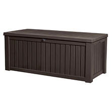 Keter Rockwood 150-Gallon Outdoor Plastic Storage Box, Brown
