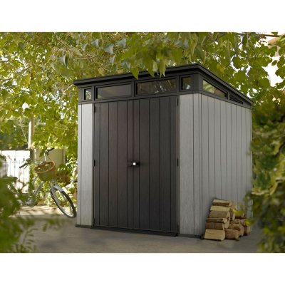 Keter Artisan 7' x 7' Resin Outdoor Storage Shed, Gray 