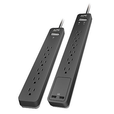 APC 6 Outlets Surge Protector, 6′ Cord, 1080 Joules – 2 Pack