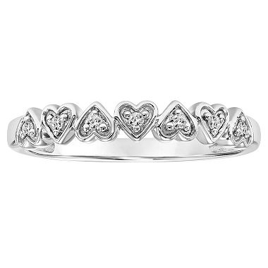 0.05 CT. T.W. Stackable Diamond Heart Band in 14K Gold