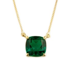 .85 ct. Cushion-Cut Lab-Created Emerald Pendant in 14k Yellow Gold ...