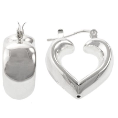 hoop sterling earrings heart silver