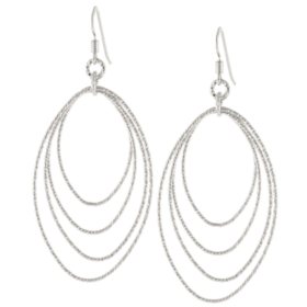 Sterling Silver Diamond-Cut Oval Drop Earrings - Sam's Club