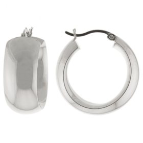 Sterling Silver Hoop Earrings - 25mm x 10mm - Sam's Club