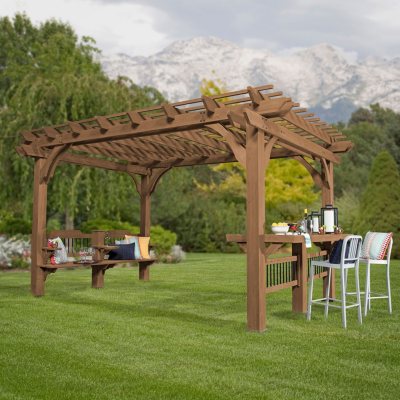 pergola oasis backyard discovery cedar club sam stain sams samsclub patio