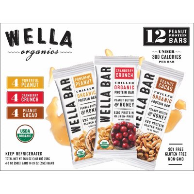 wella protein bars peanut variety pack organics ct samsclub