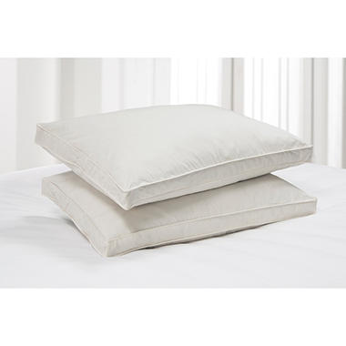 ELLE Home Eco Unbleached Cotton Feather/Down Pillows, Jumbo – 2 Pack