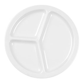 Milan Melamine 3-Compartment Plate, White - 10