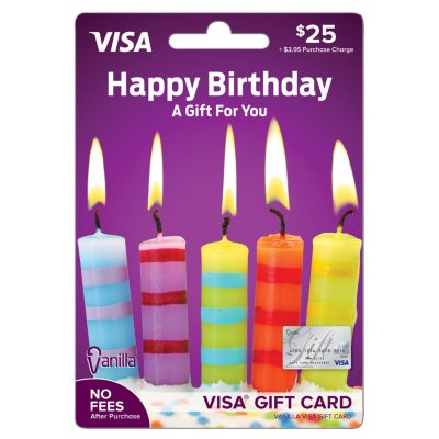 Vanilla Visa® Happy Birthday Candles $25 Gift Card - Sam's ...