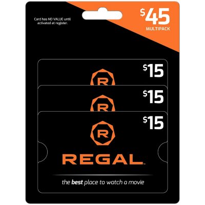 Regal 45 Multi Pack 3 15 Gift Cards