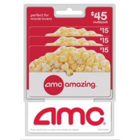 AMC Movie Theatres Gift Cards - 3 x $15 - Sam's Club