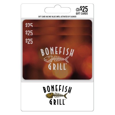 Bonefish Grill 75 Multi Pack 3 25 Giftcards
