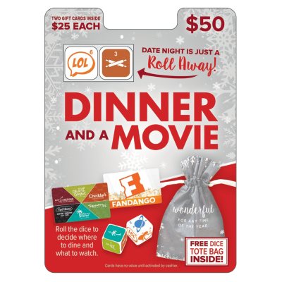 Darden Fandango Dinner And A Movie $50 Value Gift Cards - 2 X $25 Plus ...