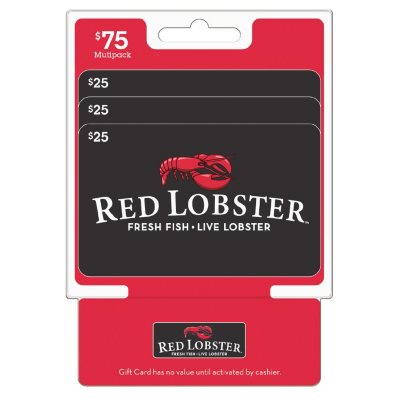Red Lobster 75 Value Gift Cards 3 X 25