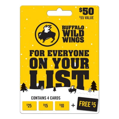 Buffalo Wild Wings 50 Gift Card 5 Bonus