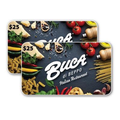 Buca Di Beppo 50 Value Gift Cards 2 X 25