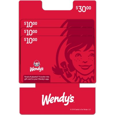 Wendy S 30 Value Gift Cards 3 X 10