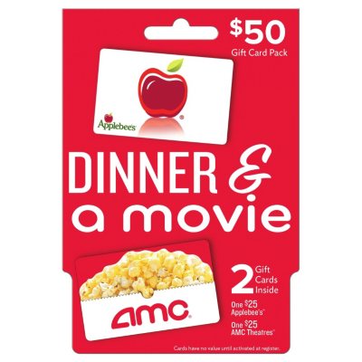 Dinner And A 50 Multi Pack 25 Amc Applebee S Gift Card