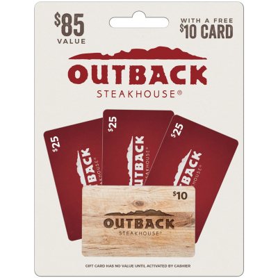 Outback Steakhouse 85 Value Gift Cards 3 X 25 With A Bonus 10