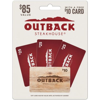 Outback Steakhouse 75 Value Gift Cards 3 X 25 With A Bonus 10