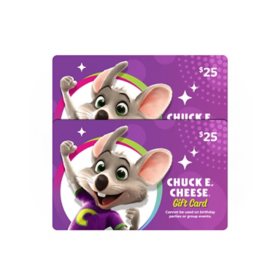 Chuck E Cheese $50 Value Gift Cards - 2 x $25 - Sam's Club