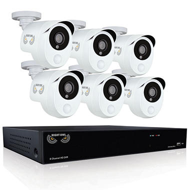 Night Owl 8-Channel Surveillance System with 1080p DVR, 1TB Hard Drive, 6-Camera Indoor/Outdoor 1080p Bullet Infrared Camera with 100ft Night Vision