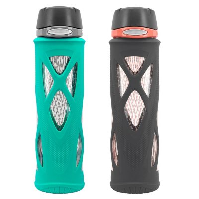 Zulu Atlas Glass Water Bottles, Set of 2 (Assorted Colors) - Sam's Club