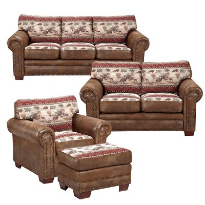 Deer Valley Sleeper Sofa, Loveseat, Chair and Ottoman, 4-Piece Set ...