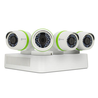 EZVIZ 4 Channel 720p HD Security System with 1TB HDD, 4 720p Weatherproof Bullet Cameras